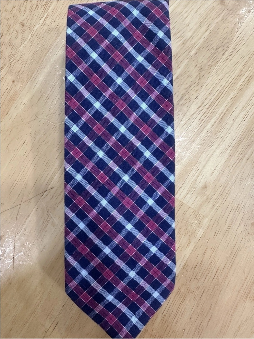 J. Crew Navy and Pink Plaid Men's Tie
